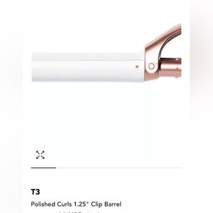 EUC T3 1.25” polished curls barrel with clip